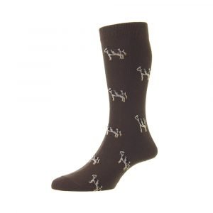 HJ Cow Socks Dark Brown
