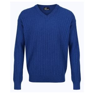 Massoti Pure Lambswool Cable Knit V-Neck Jumper